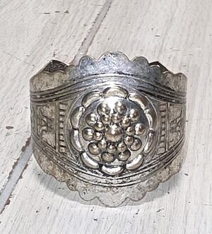 Vtg Native American Silver Tone Cuff Bracelet Large Detailed Elegant See Pics